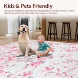 Ultra Soft Area Rug, Non Slip, Stain Resistant, Washable Area Rugs for Living Room, Bedroom, Artistic Gray and Yellow Harmony(Pink)