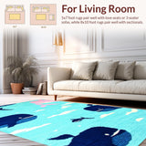 Ultra Soft Area Rug, Non Slip, Stain Resistant, Washable Area Rugs for Living Room, Bedroom, Delightful Blue Waterscape Style(Blue)
