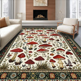 Ultra Soft Area Rug, Non Slip, Stain Resistant, Washable Area Rugs for Living Room, Bedroom, Rustic Vibrant Fungi Pattern(Red)