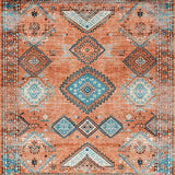 Ultra Soft Area Rug, Non Slip, Stain Resistant, Washable Area Rugs for Living Room, Bedroom, Cozy Earthy Tiled Aesthetic(Orange)
