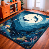 Ultra Soft Area Rug, Non Slip, Stain Resistant, Washable Area Rugs for Living Room, Bedroom, Enchanted Ocean Boho Area Rug Kids Room Playmat Carpet(Blue)