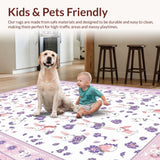 Ultra Soft Area Rug, Non Slip, Stain Resistant, Washable Area Rugs for Living Room, Bedroom, Rustic Multicolor Nature Theme(White)