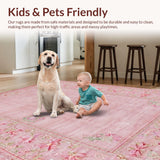Ultra Soft Area Rug, Non Slip, Stain Resistant, Washable Area Rugs for Living Room, Bedroom, Elegant Pink Bow Design Carpet for Rooms Coquette Area Rug(Pink)