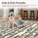 Ultra Soft Area Rug, Non Slip, Stain Resistant, Washable Area Rugs for Living Room, Bedroom, Classic Black Note Artistry Theme(Black)