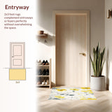 Ultra Soft Area Rug, Non Slip, Stain Resistant, Washable Area Rugs for Living Room, Bedroom, Abstract Washable Area Rug in Yellow and Gray Vintage Floral Design(Yellow)