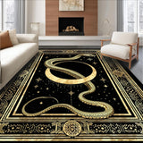 Ultra Soft Area Rug, Non Slip, Stain Resistant, Washable Area Rugs for Living Room, Bedroom, Unique Ethereal Serpent Sculpture(Gold)
