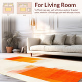Ultra Soft Area Rug, Non Slip, Stain Resistant, Washable Area Rugs for Living Room, Bedroom, Dynamic Linear Color Block Arrangement(White)