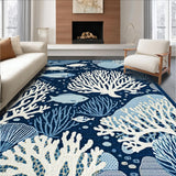 Ultra Soft Area Rug, Non Slip, Stain Resistant, Washable Area Rugs for Living Room, Bedroom, Lively Nautical Medallion Theme(Blue)