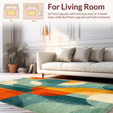 Ultra Soft Area Rug, Non Slip, Stain Resistant, Washable Area Rugs for Living Room, Bedroom, Modern Surfboard Silhouette Rug Cool Mint Slate Tangerine Color Blends(Orange)