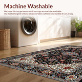 Ultra Soft Area Rug, Non Slip, Stain Resistant, Washable Area Rugs for Living Room, Bedroom, Elegant Floral Arch Arrangement(Black)