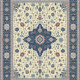 Ultra Soft Area Rug, Non Slip, Stain Resistant, Washable Area Rugs for Living Room, Bedroom, Harmony Embrace Non Slip Beige & Blue Medallion(Beige)