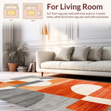 Ultra Soft Area Rug, Non Slip, Stain Resistant, Washable Area Rugs for Living Room, Bedroom, Vibrant Modern Artful Display(Orange)