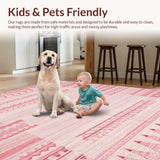 Ultra Soft Area Rug, Non Slip, Stain Resistant, Washable Area Rugs for Living Room, Bedroom, Contemporary Plush Low Pile Aesthetic(Pink)