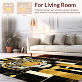 Ultra Soft Area Rug, Non Slip, Stain Resistant, Washable Area Rugs for Living Room, Bedroom, Vibrant Modern Animal Silhouette(Gold)