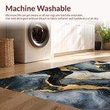 Ultra Soft Area Rug, Non Slip, Stain Resistant, Washable Area Rugs for Living Room, Bedroom, Sophisticated Curved Pattern Design(Black)