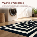 Ultra Soft Area Rug, Non Slip, Stain Resistant, Washable Area Rugs for Living Room, Bedroom, Greek Key Black Stair Treads Stain Resistant(Black)