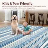 Ultra Soft Area Rug, Non Slip, Stain Resistant, Washable Area Rugs for Living Room, Bedroom, Sky-Toned Rustic Weave Charm(Blue)