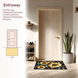 Ultra Soft Area Rug, Non Slip, Stain Resistant, Washable Area Rugs for Living Room, Bedroom, Vibrant Oversized Sunflower Motif(Gold)