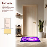 Ultra Soft Area Rug, Non Slip, Stain Resistant, Washable Area Rugs for Living Room, Bedroom, Magical Radiant Animal Motif(Purple)