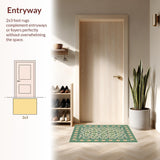 Ultra Soft Area Rug, Non Slip, Stain Resistant, Washable Area Rugs for Living Room, Bedroom, Ornate Olive Meditation Space Washable Rug(Ivory)