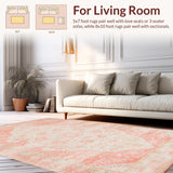 Ultra Soft Area Rug, Non Slip, Stain Resistant, Washable Area Rugs for Living Room, Bedroom, Contemporary Distressed Floral Fusion(Pink)