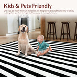Ultra Soft Area Rug, Non Slip, Stain Resistant, Washable Area Rugs for Living Room, Bedroom, Bold Black & White Rug Front Porch(Black)