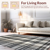 Ultra Soft Area Rug, Non Slip, Stain Resistant, Washable Area Rugs for Living Room, Bedroom, Contemporary Minimalist Rug Featuring Crisp Black And White Parallel Stripes(Gray)