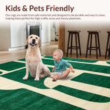 Ultra Soft Area Rug, Non Slip, Stain Resistant, Washable Area Rugs for Living Room, Bedroom, Sleek Nature-Inspired Decorative Elements(Green)