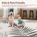 Ultra Soft Area Rug, Non Slip, Stain Resistant, Washable Area Rugs for Living Room, Bedroom, Contemporary Grey and White Motif(Gray)