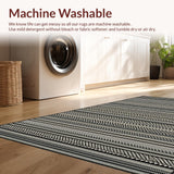 Ultra Soft Area Rug, Non Slip, Stain Resistant, Washable Area Rugs for Living Room, Bedroom, Trendy Minimalist Tribal Design Element(Black)