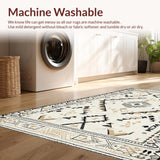 Ultra Soft Area Rug, Non Slip, Stain Resistant, Washable Area Rugs for Living Room, Bedroom, Neutral Textured Diamond Motif(Beige)
