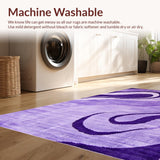 Ultra Soft Area Rug, Non Slip, Stain Resistant, Washable Area Rugs for Living Room, Bedroom, Lively Modern Swirl Pattern(Purple)