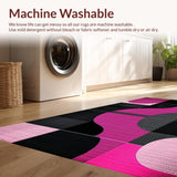 Ultra Soft Area Rug, Non Slip, Stain Resistant, Washable Area Rugs for Living Room, Bedroom, Eclectic Pink and Black Visual Theme(Pink)