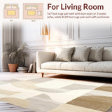 Ultra Soft Area Rug, Non Slip, Stain Resistant, Washable Area Rugs for Living Room, Bedroom, Premium Neutral Tone Area Geometric Abstract Ultra Home(Beige)
