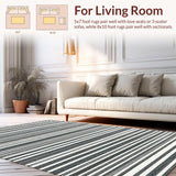 Ultra Soft Area Rug, Non Slip, Stain Resistant, Washable Area Rugs for Living Room, Bedroom, KaHouen Classic Striped Design Floor Mat Outdoor Layering Rug(Black)