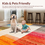 Ultra Soft Area Rug, Non Slip, Stain Resistant, Washable Area Rugs for Living Room, Bedroom, Boho Chic Area with Colorful Rainbow Geometric Shapes for Versatile Style(Orange)