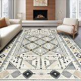 Ultra Soft Area Rug, Non Slip, Stain Resistant, Washable Area Rugs for Living Room, Bedroom, Chic Geometric Grey Aesthetic(Beige)