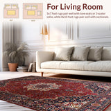 Ultra Soft Area Rug, Non Slip, Stain Resistant, Washable Area Rugs for Living Room, Bedroom, Sophisticated Classic Trellis Theme(Red)