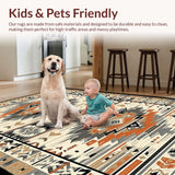 Ultra Soft Area Rug, Non Slip, Stain Resistant, Washable Area Rugs for Living Room, Bedroom, Stylish Abstract Cultural Influence(Orange)