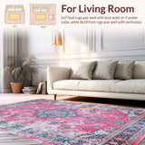 Ultra Soft Area Rug, Non Slip, Stain Resistant, Washable Area Rugs for Living Room, Bedroom, Charming Earthy Patterned Textiles(Pink)
