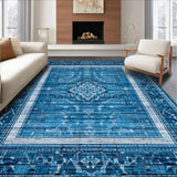 Ultra Soft Area Rug, Non Slip, Stain Resistant, Washable Area Rugs for Living Room, Bedroom, Elegant Bow Charm Rug Blue Themed Decorative Mat with Stylish Knot Design(Blue)