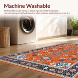 Ultra Soft Area Rug, Non Slip, Stain Resistant, Washable Area Rugs for Living Room, Bedroom, Colorful Cozy Retro Pattern(Orange)