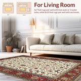 Ultra Soft Area Rug, Non Slip, Stain Resistant, Washable Area Rugs for Living Room, Bedroom, Chic Geometric Tiled Arrangement(Red)