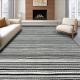 Ultra Soft Area Rug, Non Slip, Stain Resistant, Washable Area Rugs for Living Room, Bedroom, Modern Dash Runner: Monochrome Striped Indoor/Outdoor Carpet(Black)