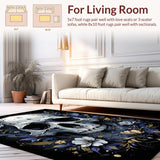 Ultra Soft Area Rug, Non Slip, Stain Resistant, Washable Area Rugs for Living Room, Bedroom, Elegant Dark Themed Decor(White)