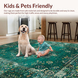 Ultra Soft Area Rug, Non Slip, Stain Resistant, Washable Area Rugs for Living Room, Bedroom, Eclectic Green Tinted Elegance(Blue)