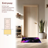 Ultra Soft Area Rug, Non Slip, Stain Resistant, Washable Area Rugs for Living Room, Bedroom, Vivid Celestial Cartoon Imagery(Purple)