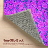 Ultra Soft Area Rug, Non Slip, Stain Resistant, Washable Area Rugs for Living Room, Bedroom, Artistic Girly Garden Style(Purple)