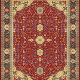 Ultra Soft Area Rug, Non Slip, Stain Resistant, Washable Area Rugs for Living Room, Bedroom, Vintage Spiced Medallion Area(Red)