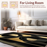 Ultra Soft Area Rug, Non Slip, Stain Resistant, Washable Area Rugs for Living Room, Bedroom, Vivid Abstract Expressionist Palette(Gold)